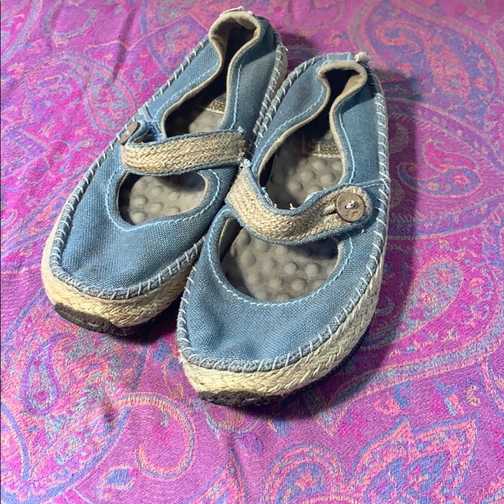 Simple Green Toe Mary Jane Shoes Blue Size 8